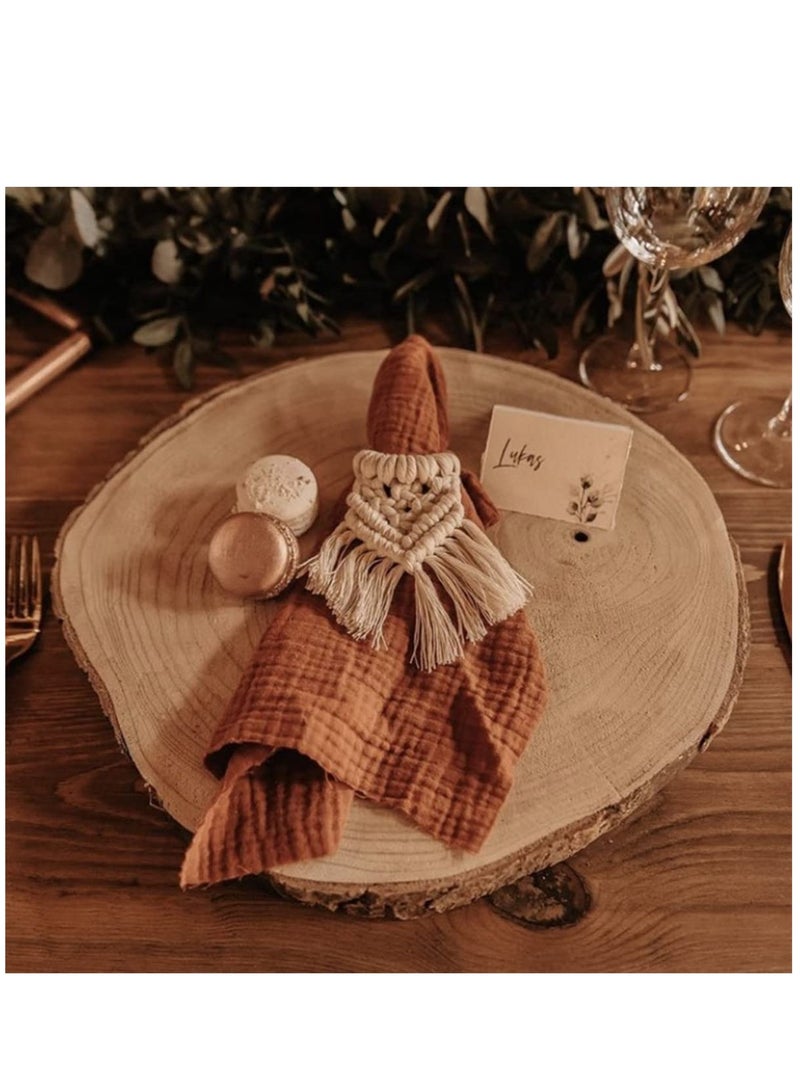 Napkin Rings Set of 6 Handmade Bohemia Macrame Woven Cotton Napkin Ring Holders for Wedding Party Farmhouse Dining Table Decor - Image 5