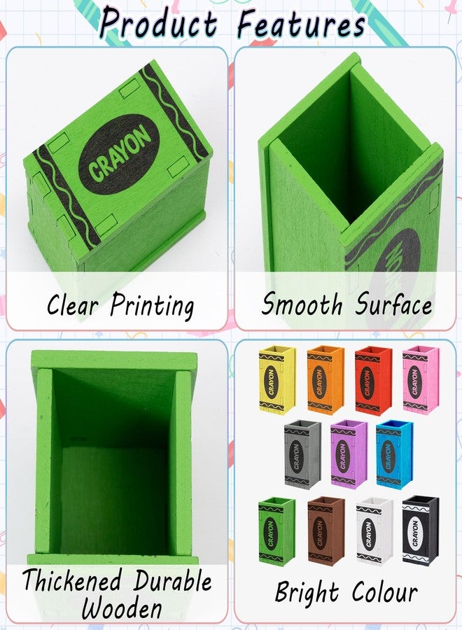 MALLMALL6 Crayon Pencil Holder - 11Pcs Christmas Wooden Colored Pen Holder, Colorful Caddy Case Xmas Gift for Kid Toddlers, Durable Desktop Storage Organizer Easy to Assemble for School Classroom - Image 3