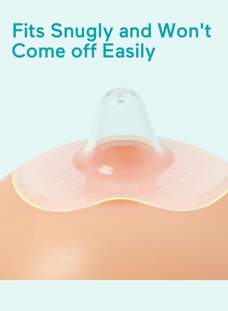 Paruu Contact Nipple Shields, Butterfly Breastfeeding Nipple Shields for Protecting Sore, Flat or Inverted Nipples, 100% Food-Grade Silicone, Made Without BPA/BPS, Include Carry Case - Image 2