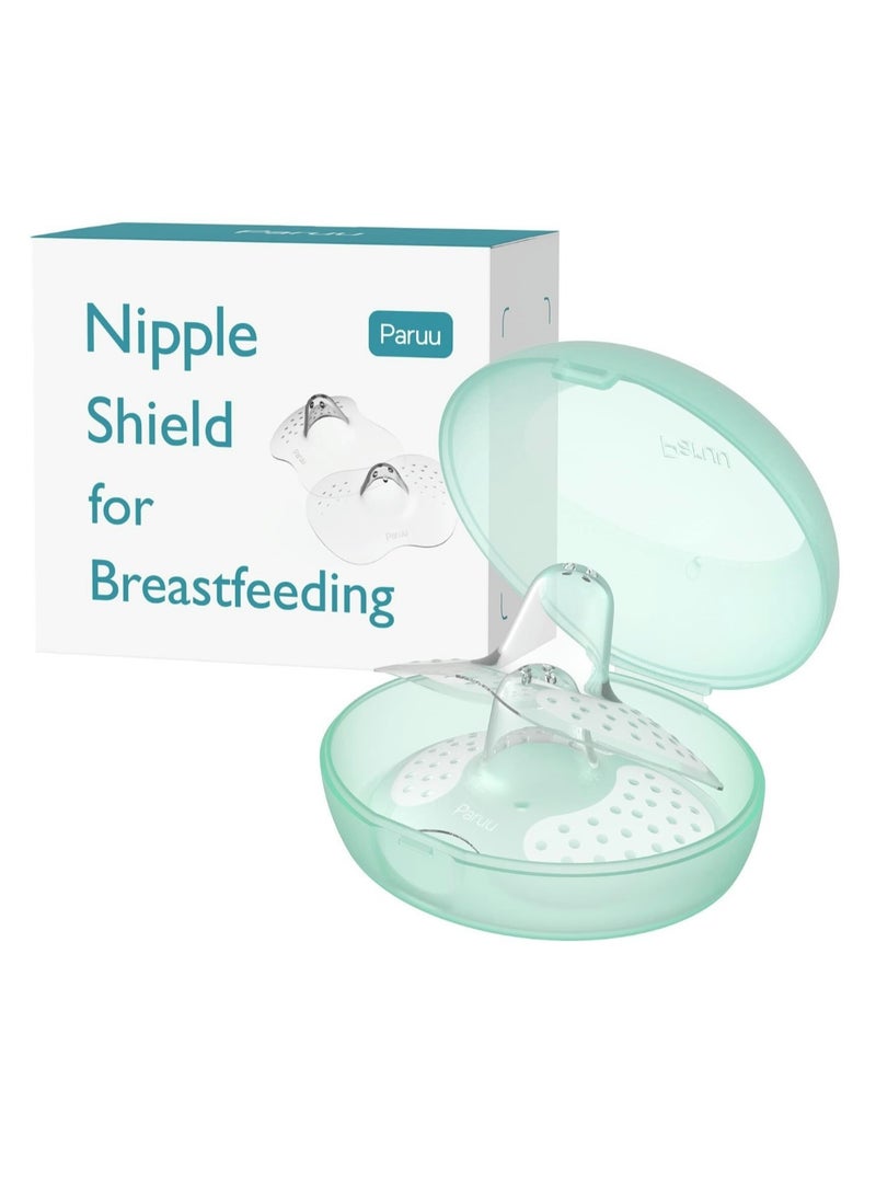 Paruu Contact Nipple Shields, Butterfly Breastfeeding Nipple Shields for Protecting Sore, Flat or Inverted Nipples, 100% Food-Grade Silicone, Made Without BPA/BPS, Include Carry Case - Image 1