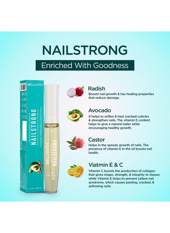 Bella Vita Organic - Bella Vita Organic Nail Strong Oil For Cuticle Care, Nail Growth & Strength With Goodness Of Almond Oil - Soft, Smooth, & Strong Lustrous Nails, 12 Ml - Image 1