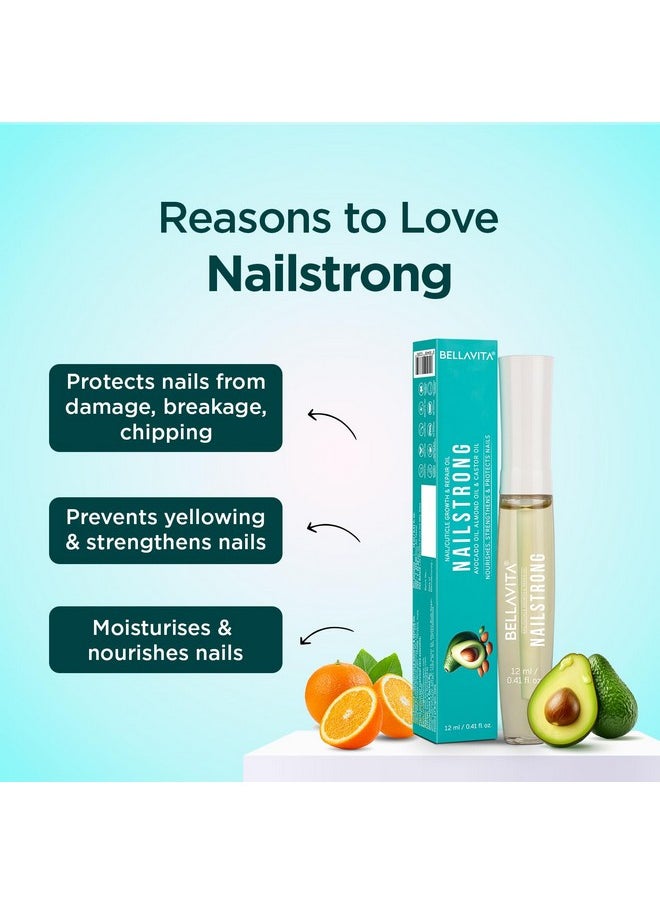 Bella Vita Organic - Bella Vita Organic Nail Strong Oil For Cuticle Care, Nail Growth & Strength With Goodness Of Almond Oil - Soft, Smooth, & Strong Lustrous Nails, 12 Ml - Image 1