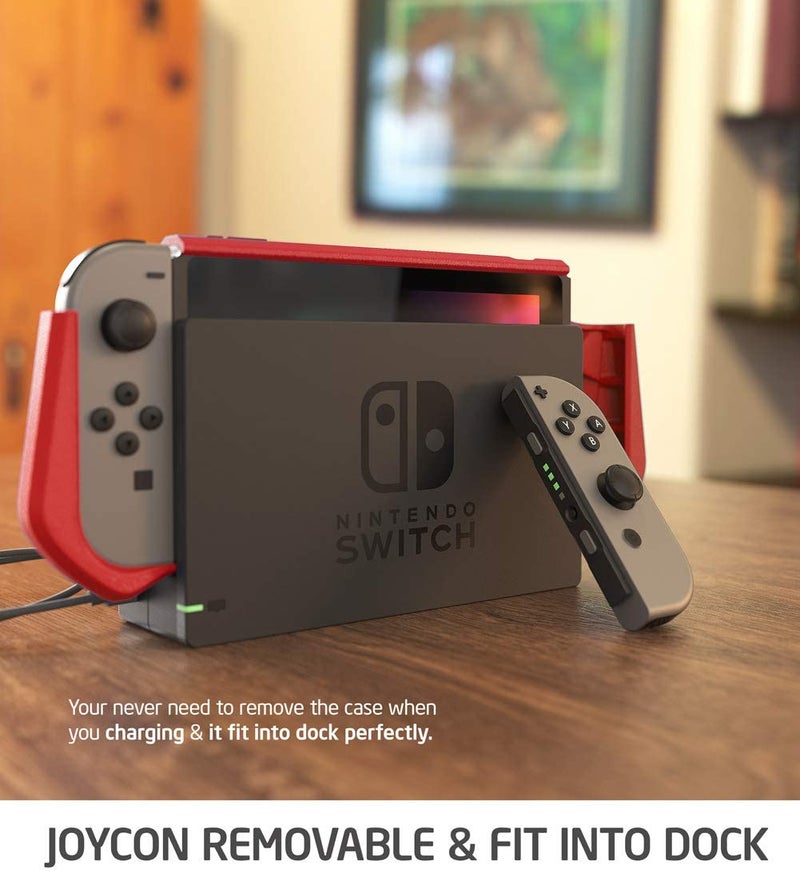 Mumba Dockable Case for Nintendo Switch (2017 Release), [Blade Series] TPU Grip Protective Cover Case Compatible with Nintendo Switch Console and Joy-Con Controller (Red) - Image 3