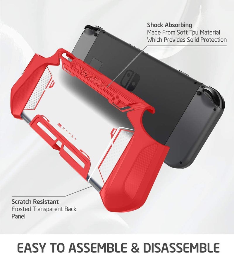 Mumba Dockable Case for Nintendo Switch (2017 Release), [Blade Series] TPU Grip Protective Cover Case Compatible with Nintendo Switch Console and Joy-Con Controller (Red) - Image 4