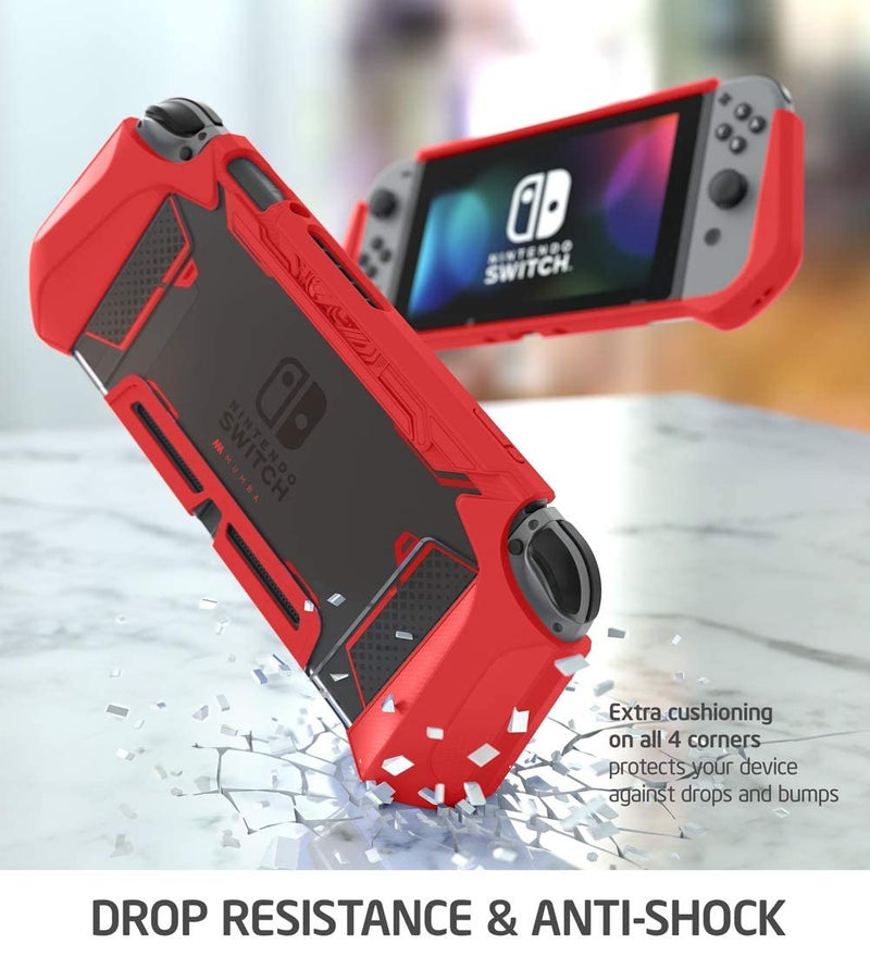 Mumba Dockable Case for Nintendo Switch (2017 Release), [Blade Series] TPU Grip Protective Cover Case Compatible with Nintendo Switch Console and Joy-Con Controller (Red) - Image 5