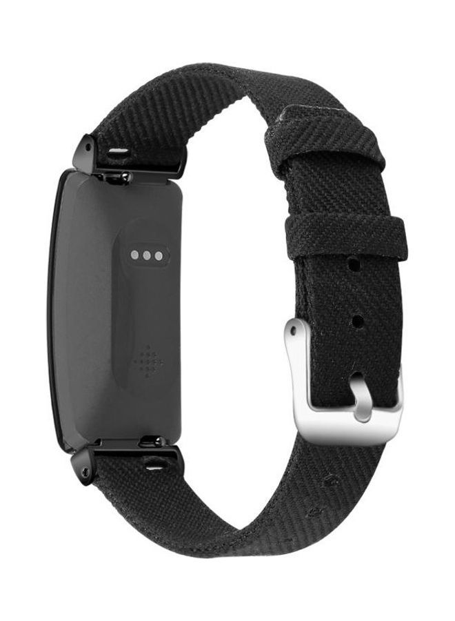 NIBEMINENT Nylon Canvas Strap Metal Connector Size: Small Size For Fitbit Inspire HR Black - Image 2
