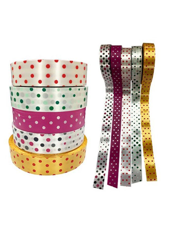 إسكدنيا 5 لفافات أشرطة بتصميم منقط أبيض/وردي/أخضر - Image 2