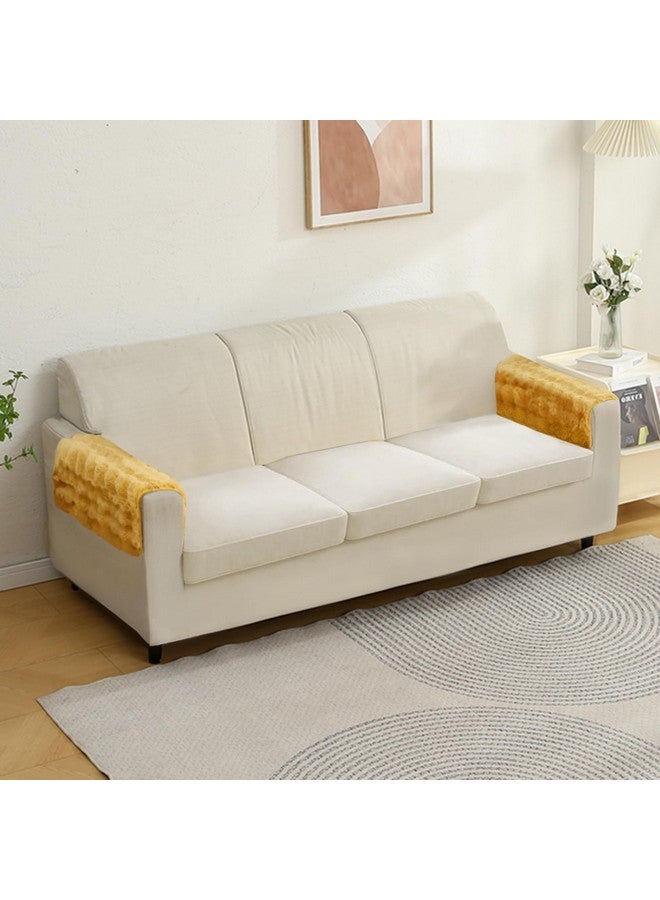 HOKIPO Set of 2 Sofa Armrest Cover, Luxury Faux Rabbit Fur, Honey Yellow (AR-5149-S-YLW*2) - Image 1