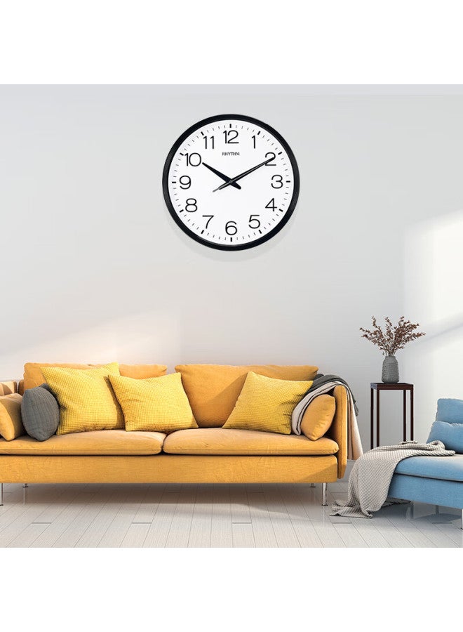 Rhythm Wall Clock, Simple And Creative Design, Bedroom Clock, Wall-mounted Clock, 36cm, Black, Cmg494nr02 - Image 5