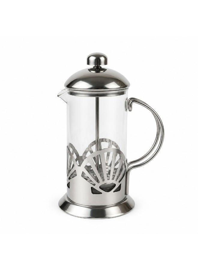 محضرة قهوة زجاجية بنظام الكبس الفرنسي (French Press) سعة 350 مل، مزودة بوعاء من زجاج البوروسيليكات المقاوم للحرارة ومكبس من الفولاذ المقاوم للصدأ؛ مناسبة لتحضير القهوة والشاي في المنزل والمكتب وأثناء السفر والتخييم. - Image 1