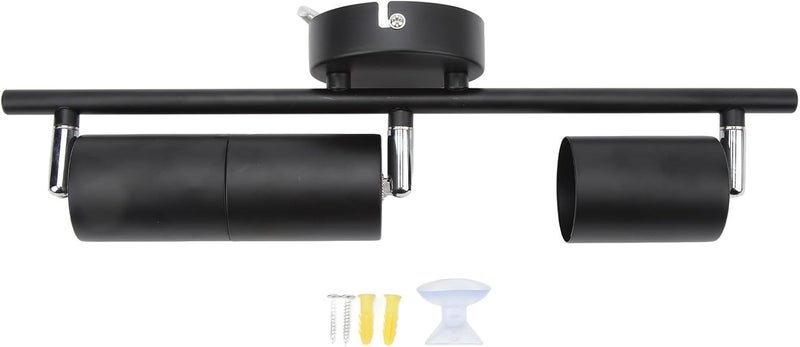 Zudoo Led Track Light Kit, 3 Heads Track Lighting Kit, GU10 Socket Flexibly Rotatable Light Heads, Ceiling Spot Lights Fixture for Exhibition, Hallway, Dining Room, Bedroom, Matte Black - Image 5