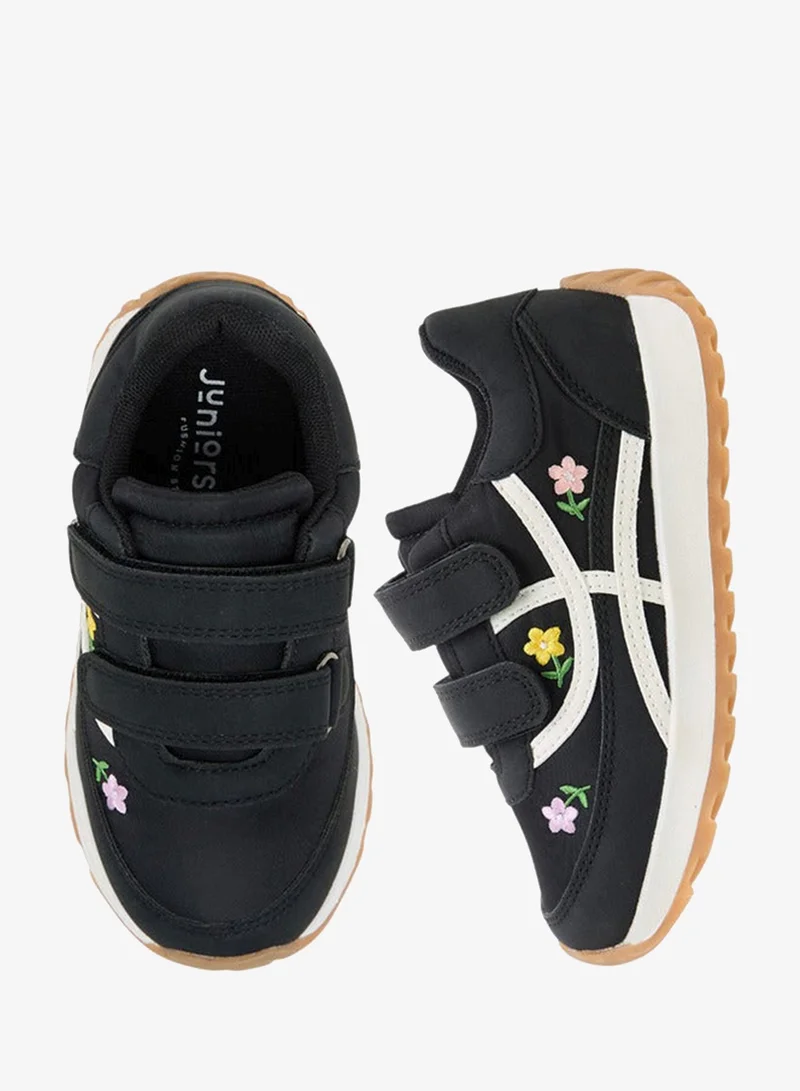 JUNIORS Girls Floral Embroidered Sneakers