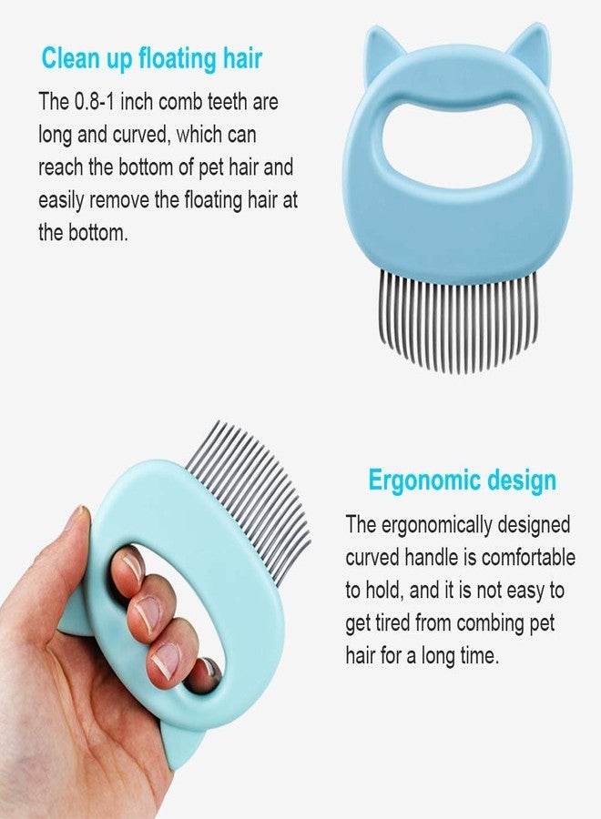 Xemz 2 Pcs Cat Combs, Soft Fine Teeth Cat Hair Comb Pet Massage Comb, Short Long Hair Removal Massage Cat Shell Comb, Dog Cat Deshedding Brush Grooming Comb for Shedding Matted Fur, Knots & Tangles (blue) - Image 3