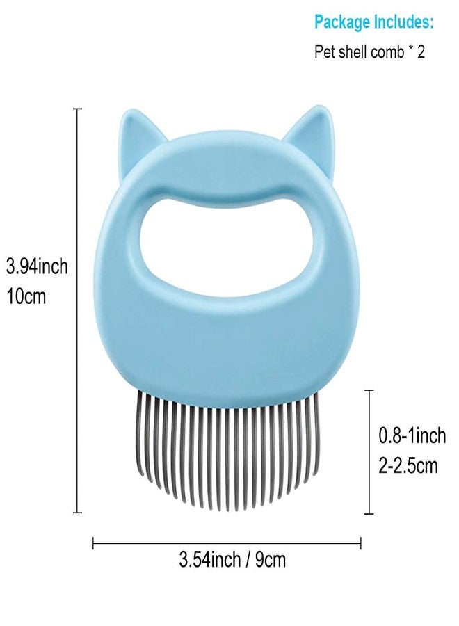 Xemz 2 Pcs Cat Combs, Soft Fine Teeth Cat Hair Comb Pet Massage Comb, Short Long Hair Removal Massage Cat Shell Comb, Dog Cat Deshedding Brush Grooming Comb for Shedding Matted Fur, Knots & Tangles (blue) - Image 2