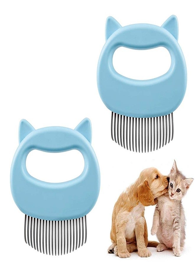 Xemz 2 Pcs Cat Combs, Soft Fine Teeth Cat Hair Comb Pet Massage Comb, Short Long Hair Removal Massage Cat Shell Comb, Dog Cat Deshedding Brush Grooming Comb for Shedding Matted Fur, Knots & Tangles (blue) - Image 1