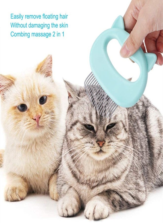 Xemz 2 Pcs Cat Combs, Soft Fine Teeth Cat Hair Comb Pet Massage Comb, Short Long Hair Removal Massage Cat Shell Comb, Dog Cat Deshedding Brush Grooming Comb for Shedding Matted Fur, Knots & Tangles (blue) - Image 5