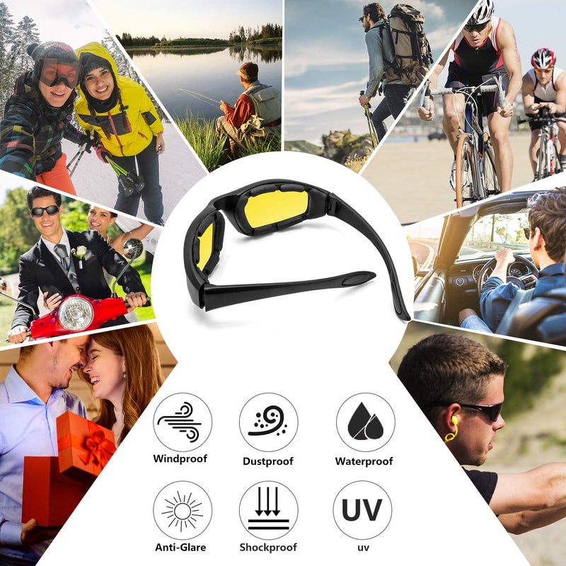 surpassme 3 Pair Motorcycle Riding Glasses Padding Goggles UV Protection Dustproof Windproof Motorcycle Sunglasses for Outdoor Actives - Image 1