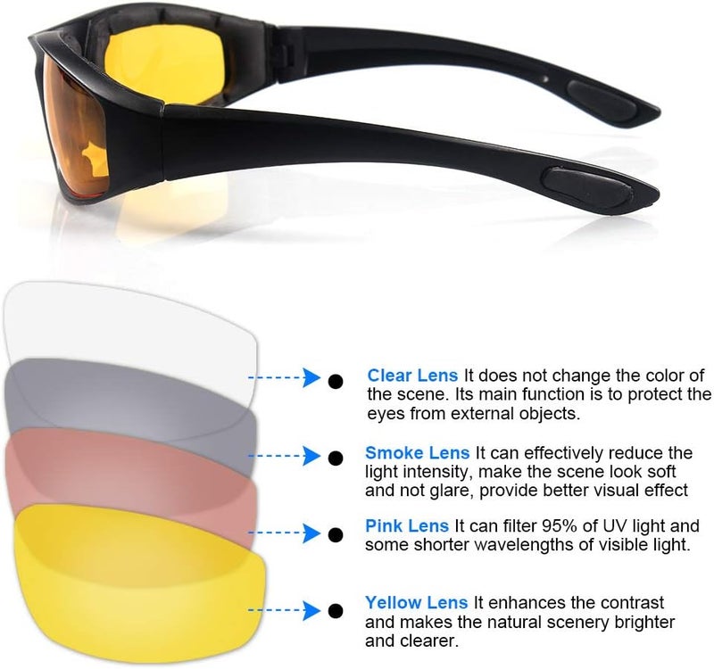 surpassme 3 Pair Motorcycle Riding Glasses Padding Goggles UV Protection Dustproof Windproof Motorcycle Sunglasses for Outdoor Actives - Image 3