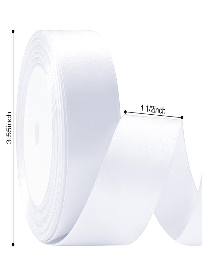 Flezoo 25 Yards White Satin Ribbon 1 1/2inch, Single Face Polyester Silk Fabric Hair String Ribbon for Craft, Flower Bouquets, Gift Wrapping, Wedding, Bow Making and Valentines Decoration - Image 2
