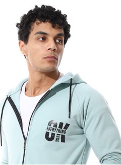 Caesar Mens Hoodie With Through Zipper And Printed  - Image 3