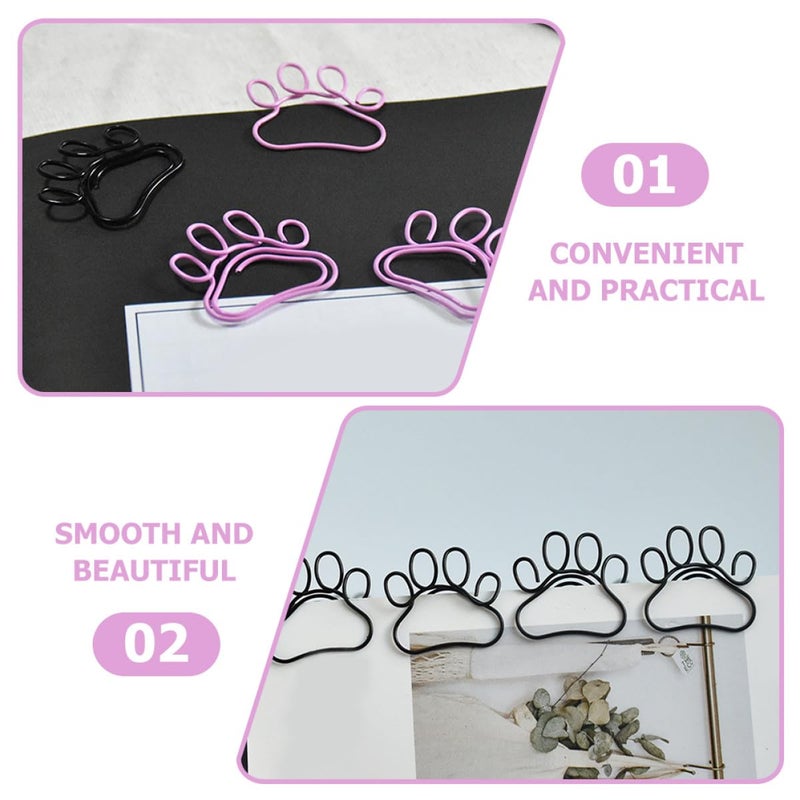 Metal Decorative Cat Claw Paper Clips Black and Pink 50 Pieces for Office Organization - Image 5