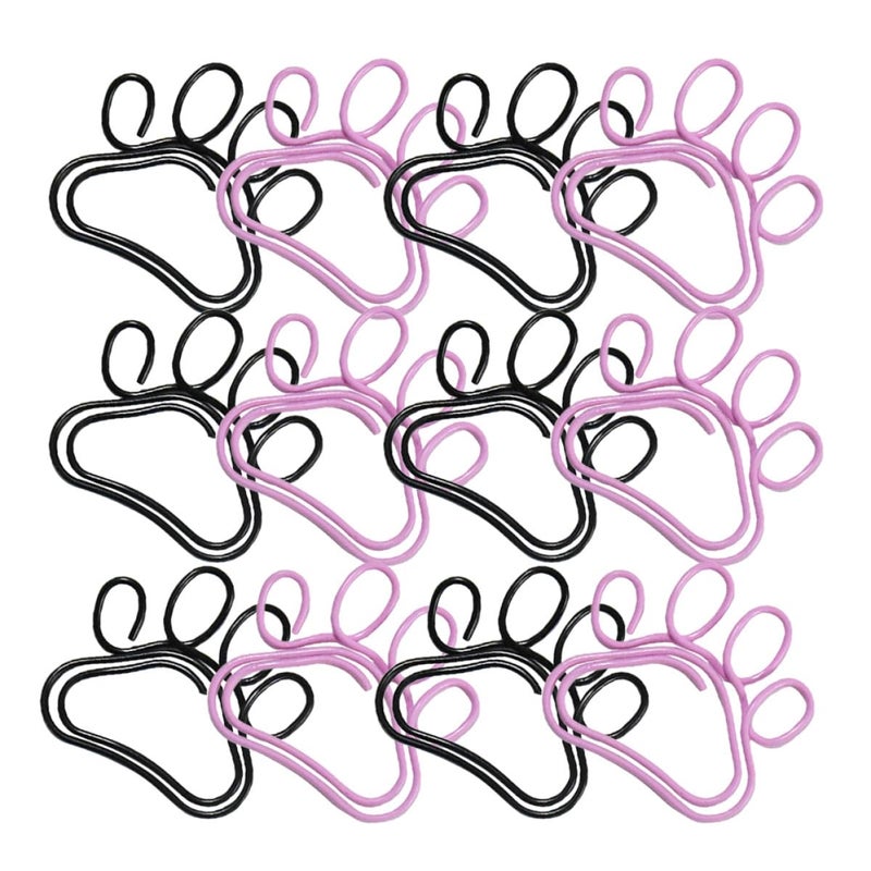 Metal Decorative Cat Claw Paper Clips Black and Pink 50 Pieces for Office Organization - Image 2
