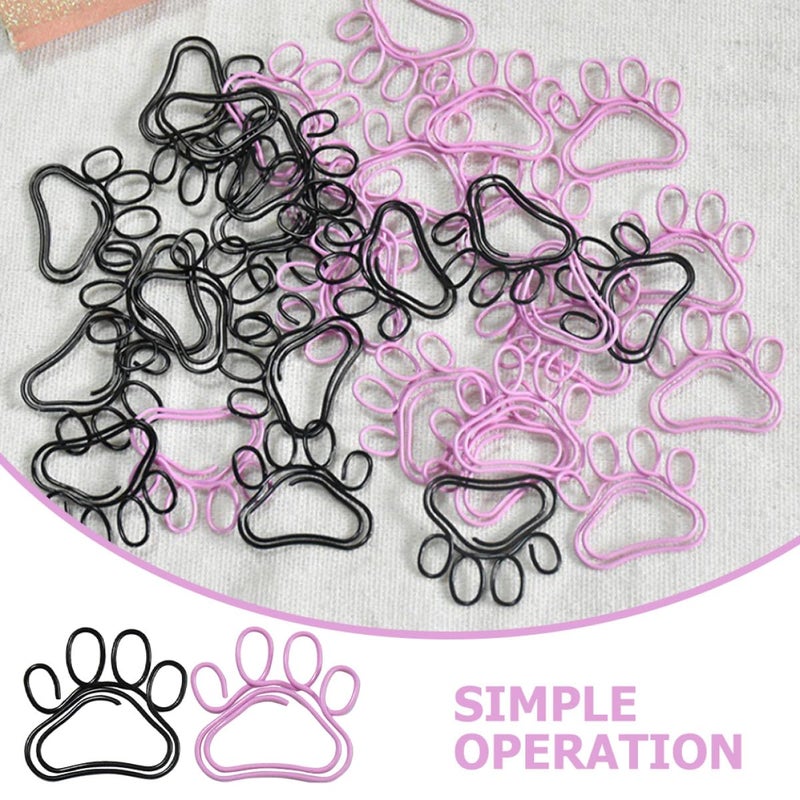 Metal Decorative Cat Claw Paper Clips Black and Pink 50 Pieces for Office Organization - Image 4