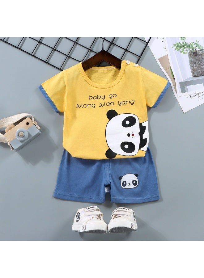 Children's Short-sleeved Suit Pure Cotton Boy's T-shirt Baby Summer Kidsren's Clothing Girl's Shorts Baby Clothes Summer Clothing