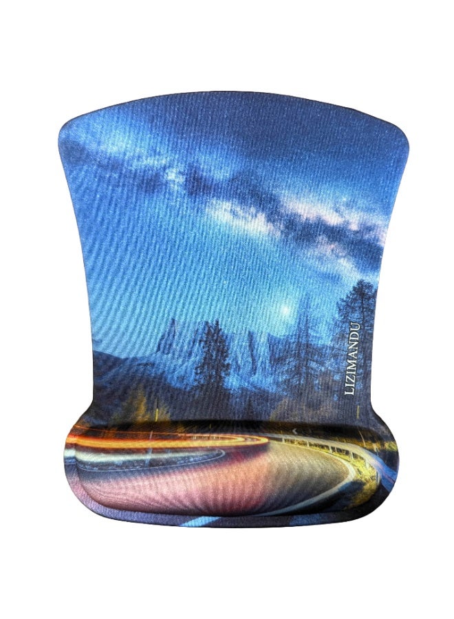lizimandu Blue Forest Ergonomic Mouse Pad with Gel Wrist Rest – Comfortable Support for Smooth Control & Wrist Pain Relief - Image 1