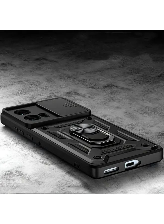 غلاف هاتف أسود ثقيل ومقاوم للصدمات مع حامل لموتو G85 5G - Image 5