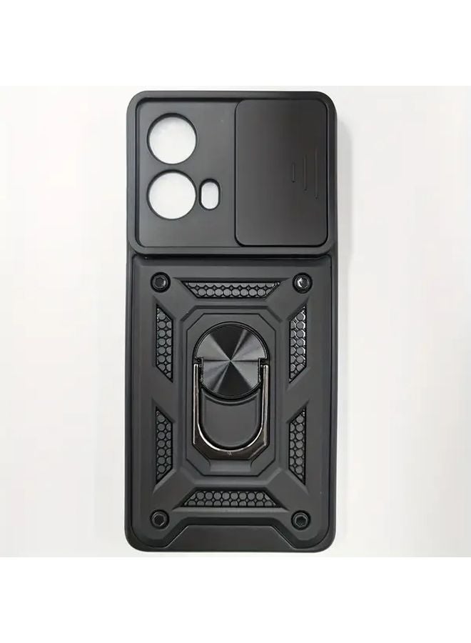 غلاف هاتف أسود ثقيل ومقاوم للصدمات مع حامل لموتو G85 5G - Image 1