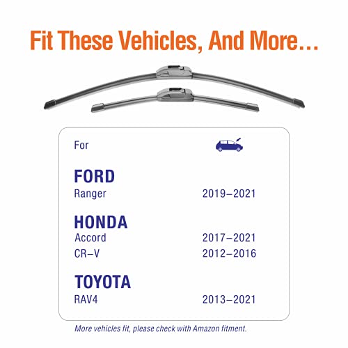 WOWIPER OEM 26"16" U/J-Hook Automotive Replacement Windshield Wiper Blades for My Car Superior All-Season Front Windshield Wiper Blade(Set of 2) - Image 4