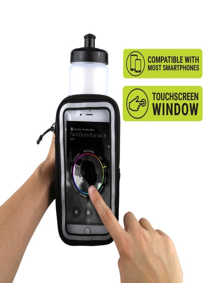 غير بيست زجاجة ماء للجري من جير بيست - زجاجة ماء قابلة لإعادة الاستخدام بسعة 23 أونصة، محمولة، مثالية للجري والمشي والتنزه والتمارين الرياضية والسفر، مزودة بحامل هاتف بسحاب - Image 4