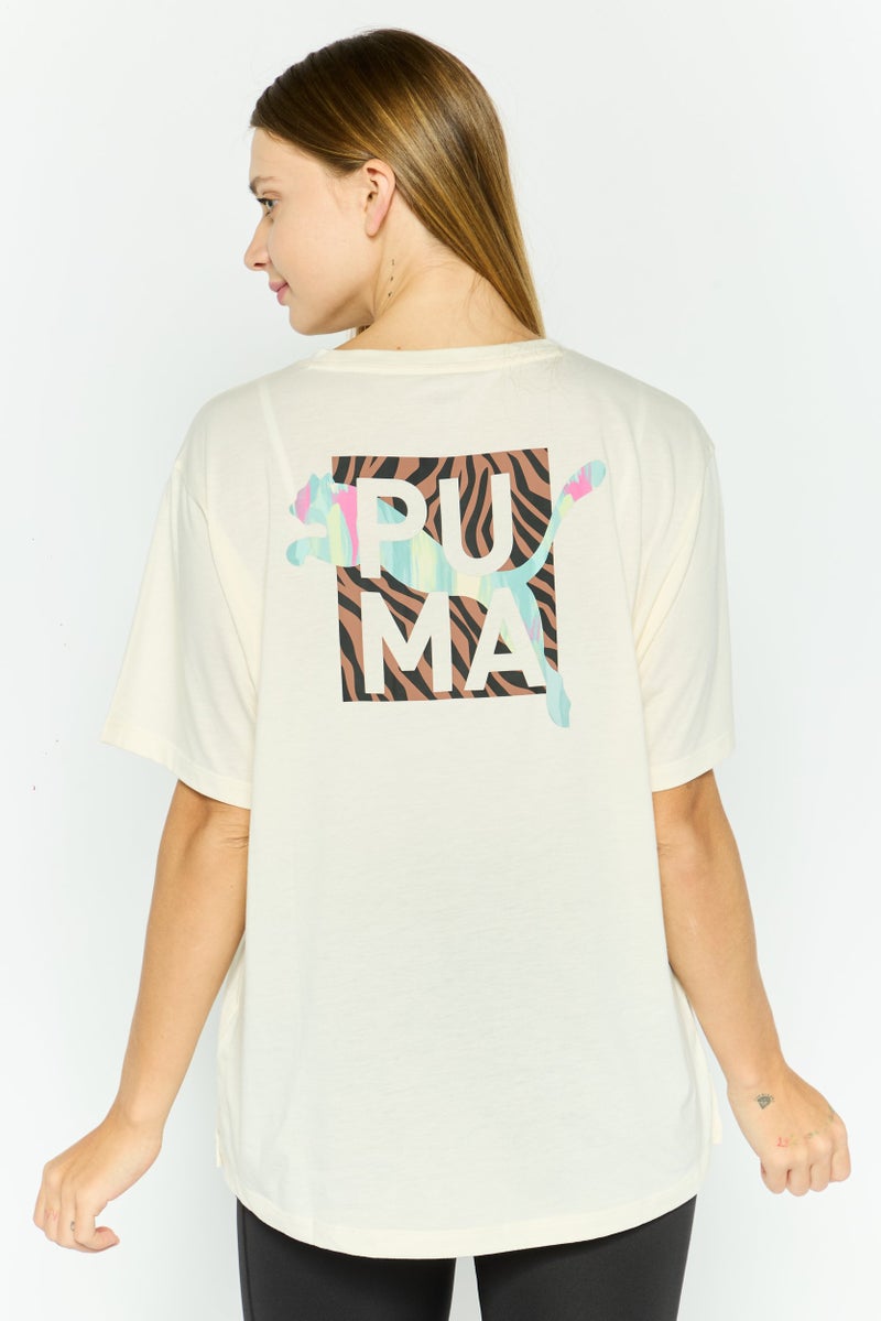 PUMA Women Sportswear Fit Short Sleeve Outdoor Top, Off White Combo - Image 2