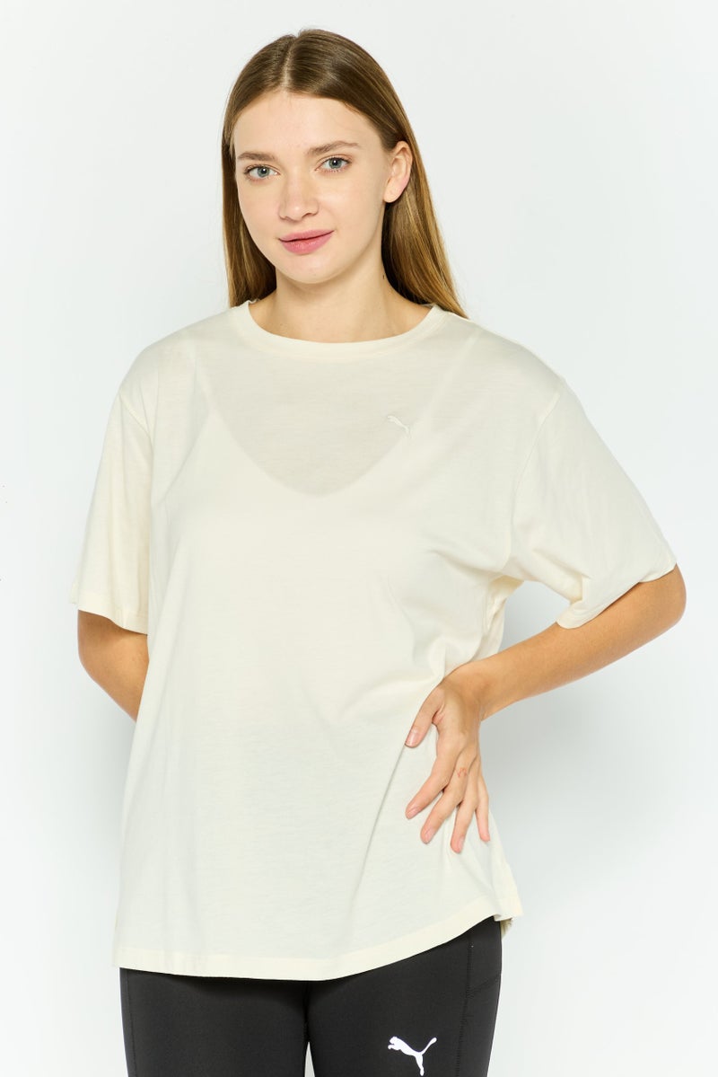 PUMA Women Sportswear Fit Short Sleeve Outdoor Top, Off White Combo - Image 1