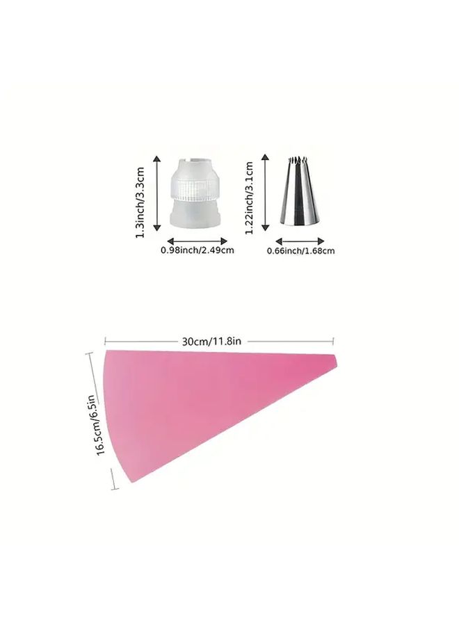 Pink 10 Piece Stainless Steel Cake Decorating Set with Icing Piping Bags Nozzles - Image 3