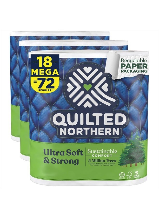 Quilted Northern Ultra Soft & Strong Toilet Paper, 18 Mega Rolls = 72 Regular Rolls, 5X Stronger*, Premium Soft Toilet Tissue with Recyclable Paper Packaging - Image 1