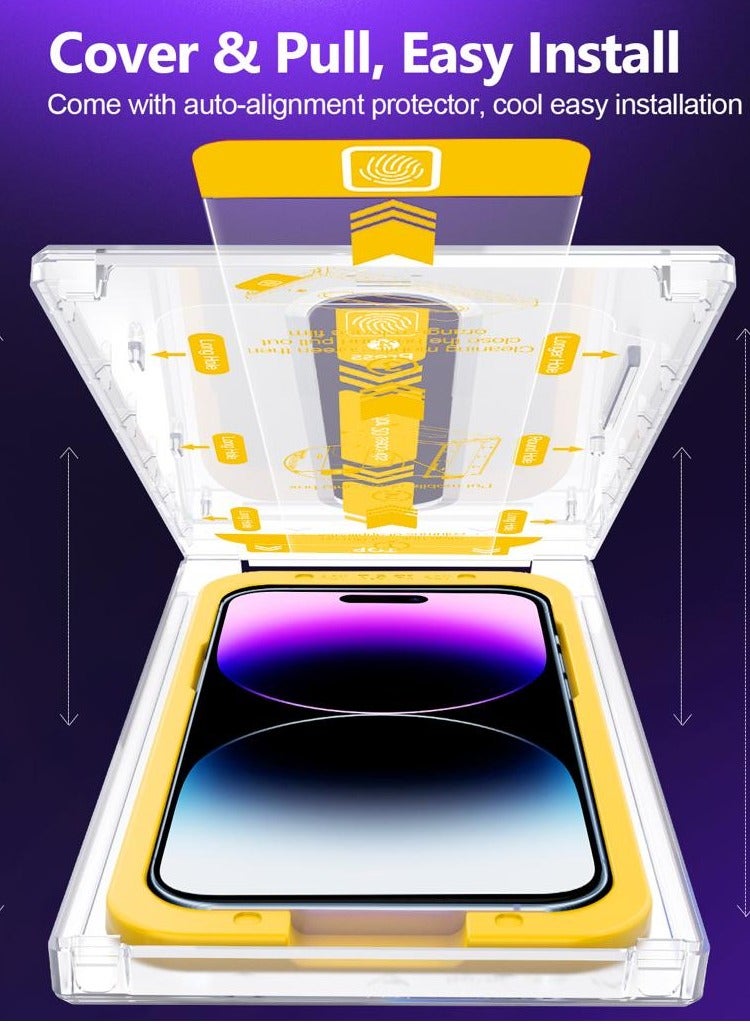 Hammer Strong Protection Easy to Install and Use Tempered Glass Self-Adhesive Fits iPhone 14 Plus / 13 Pro Max Clear Color - Image 3