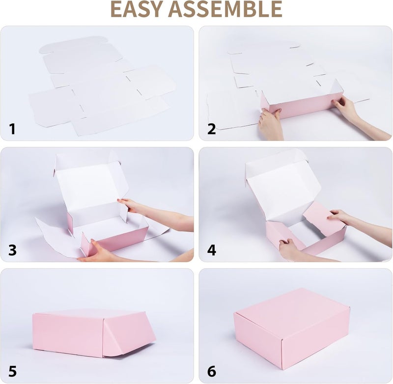 RLAVBL 12x9x3 Shipping Boxes Set of 20, Pink Corrugated Cardboard Box for Packing, Mailing, Business, Gift - Image 5