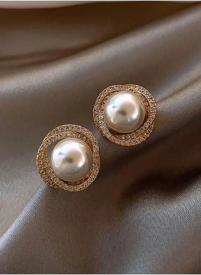 Styli Faux Pearl Rhinestone Earrings