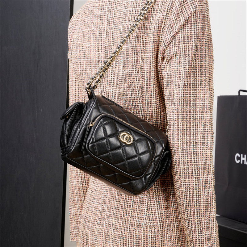 Wanderer Bag Armpit Bag Pocket Women'S Bag 24K Sheepskin Rhombic Chain Multifunctional Camera Bag - Image 5
