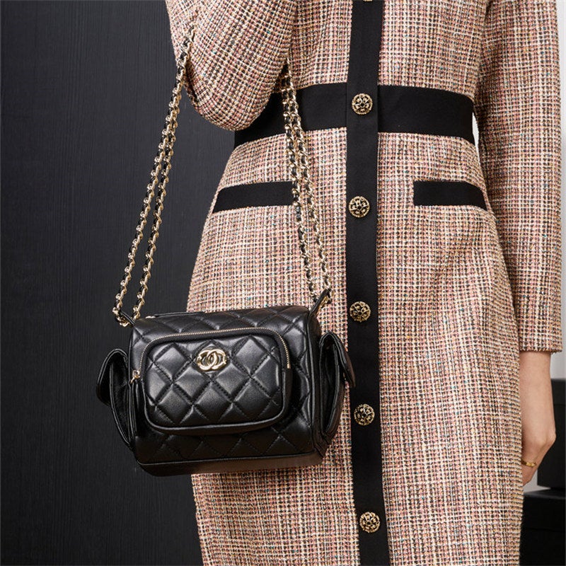 Wanderer Bag Armpit Bag Pocket Women'S Bag 24K Sheepskin Rhombic Chain Multifunctional Camera Bag - Image 3