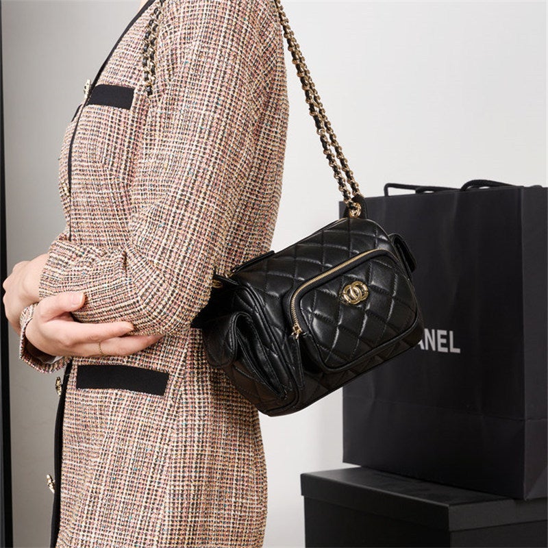 Wanderer Bag Armpit Bag Pocket Women'S Bag 24K Sheepskin Rhombic Chain Multifunctional Camera Bag - Image 4