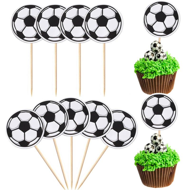 Rsstarxi 40 Pack Soccer Cupcake Toppers Sports Theme Football Cupcake Food Toothpicks Baby Shower Cake Decorations for Sport Balls Theme Soccer Kids Birthday Party Decorations - Image 2