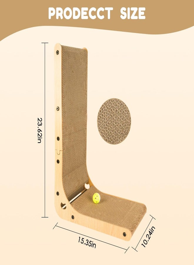 Graceware L Shape Cat Scratcher with Ball Toy,23.6 Inch Cat Scratchers for Indoor Cats,Cat Scratching Board Furniture Protector,Cat Scratching Post - Image 4