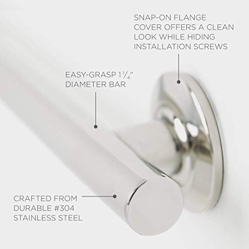 Seachrome 18-inch Coronado Designer Straight Bathroom Shower Grab Bar, Stainless Steel, Polished Chrome - Image 3