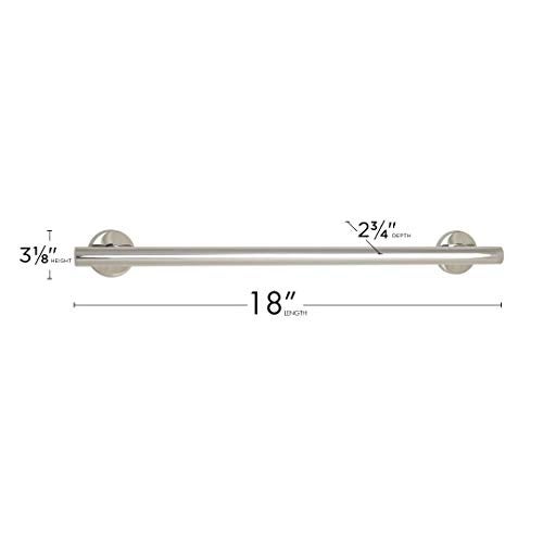 Seachrome 18-inch Coronado Designer Straight Bathroom Shower Grab Bar, Stainless Steel, Polished Chrome - Image 2