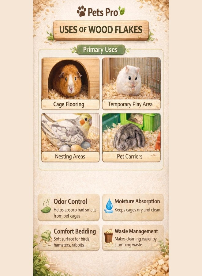 Pets Pro شركة بيتس برو، نشارة خشب الصنوبر الخالية من الغبار، فراش للهامستر والطيور والشنشيلات وخنازير غينيا والفئران والأرانب والزواحف والحيوانات الصغيرة | مواد تعشيش مريحة للطيور - عبوة من (1) - Image 4