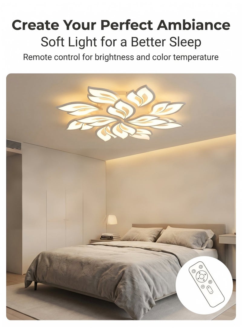 الحياة المريحة مصباح سقف LED بتصميم بتلات عصري بقوة 144 وات | مصباح أكريليك أبيض قابل للتعتيم قابل للتركيب في غرفة النوم وغرفة الطعام وغرفة الأطفال | إضاءة زخرفية 85 سم * 12 سم (20 – 30㎡) - Image 3