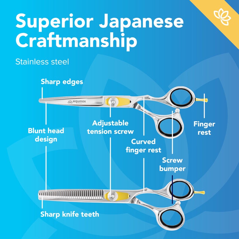 Equinox International Equinox Professional Razor Edge Hair Cutting/Thinning Scissor Set/2, 6.5" - Image 4